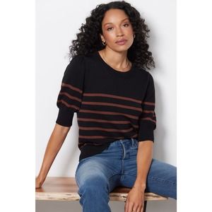 Evereve Black and Brown Striped Sweater